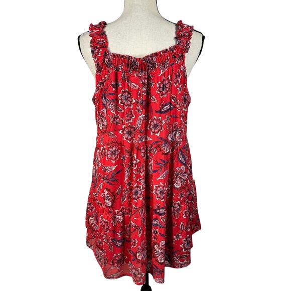Maurices Large Top Floral Hi-Low Hem Sleeveless Stretch Lined Tiered Square Neck - Picture 5 of 10